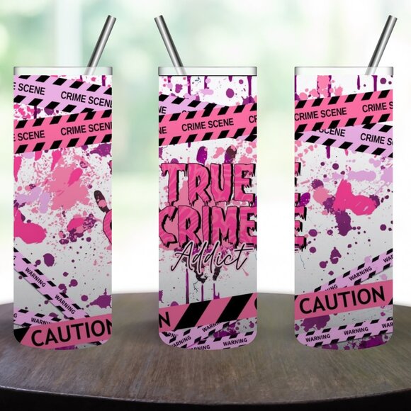 Stainless Steel True Crime Addict 20oz SkinnyTumbler - Picture 1 of 5